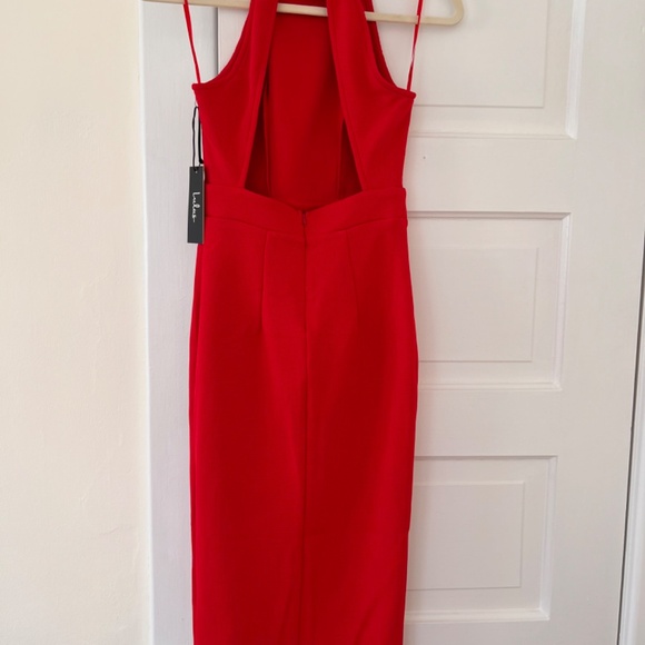 Lulus Red Halter Dress Front Slit Open Back, XS - Picture 2 of 3